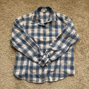 Pendleton Blue & White Plaid Flannel Button-Down Shirt - Size Large